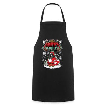 Happy Yule Viking Christmas Wolf - Cooking Apron - black - Front - AI Model Male 185 dark (185cm)