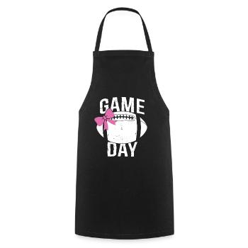 Football Game Day Pink - Cooking Apron - black - Front - AI Model Male 185 dark (185cm)