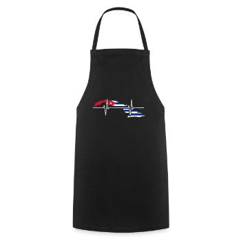 Cuba Battements de coeur Drapeau Vintage Rétro Cuba - Tablier de cuisine - noir - Devant - AI Model Male 185 dark (185cm)