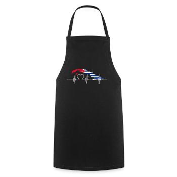 Cuba Battements de coeur Drapeau Vintage Rétro Cuba - Tablier de cuisine - noir - Devant - AI Model Male 185 dark (185cm)
