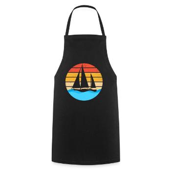 Sailing Sailboat Rétro Vintage - Tablier de cuisine - noir - Devant - AI Model Male 185 dark (185cm)