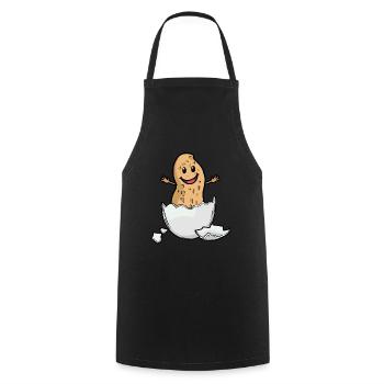 Erdnuss Nuss Eierschale Geburt Baby Hurra - Kochschürze - Schwarz - Vorne - AI Model Male 185 dark (185cm)