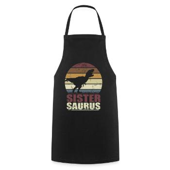 Sœur SisterSaurus dinosaure Sister Saurus - Tablier de cuisine - noir - Devant - AI Model Male 185 dark (185cm)