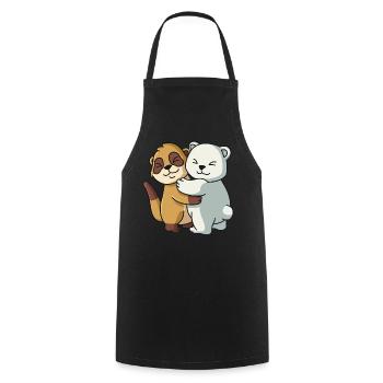 Erdmännchen Umarmung Eisbär niedliche Tiere - Kochschürze - Schwarz - Vorne - AI Model Male 185 dark (185cm)