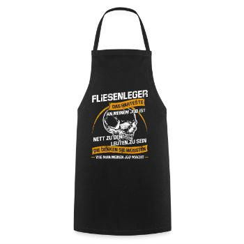 Fliesenleger Sarkastischer Sarkasmus Spruch - Kochschürze - Schwarz - Vorne - AI Model Male 185 dark (185cm)