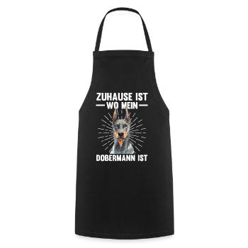 Zuhause ist wo mein Dobermann ist - Kochschürze - Schwarz - Vorne - AI Model Male 185 dark (185cm)