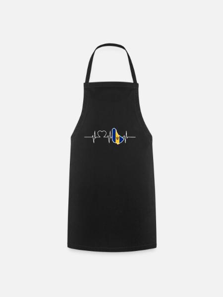 Barbados Heartbeat Flag Vintage Barbados - Cooking Apron - black