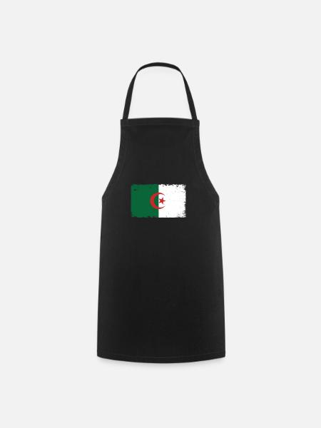 Algérie Battements de cœur Drapeau Algérie vintage - Tablier de cuisine - noir
