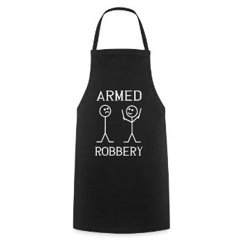 Armed Robbery - Funny Stick Figures Memes - Cooking Apron - black - Front - AI Model Male 185 dark (185cm)
