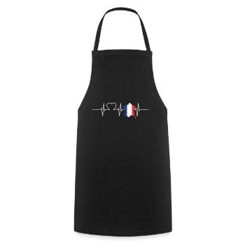 France Battements de coeur Drapeau Vintage France - Tablier de cuisine - noir - Devant - AI Model Male 185 dark (185cm)
