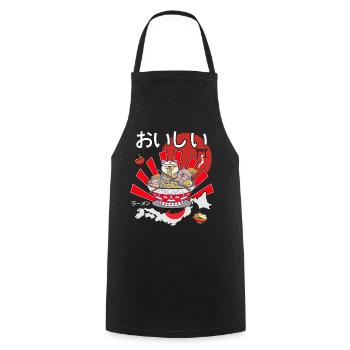 Cats in Ramen Noodles Kawaii Japan Design - Cooking Apron - black - Front - AI Model Male 185 dark (185cm)