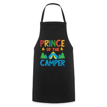 Camping Family Tent Cute Prince Of - Tablier de cuisine - noir - Devant - AI Model Male 185 dark (185cm)