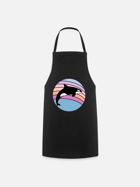 Orca Whales Ocean Gift Motif - Cooking Apron - black