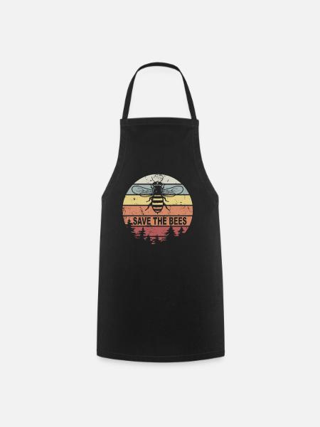 Retro Honey Bee Save The Bees Honey Bee Beekeeper - Cooking Apron - black