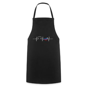 Russie Battements de cœur Drapeau Russie - Tablier de cuisine - noir - Devant - AI Model Male 185 dark (185cm)