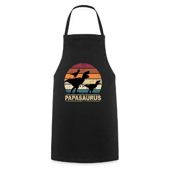 Papa Saurus Dino Jumeaux Papasaurus dinosaures - Tablier de cuisine - noir - Devant - AI Model Male 185 dark (185cm)
