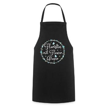 Floristin mit Flower Power - Kochschürze - Schwarz - Vorne - AI Model Male 185 dark (185cm)