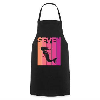Mermaid 7 years children 7th birthday - Cooking Apron - black - Front - AI Model Male 185 dark (185cm)