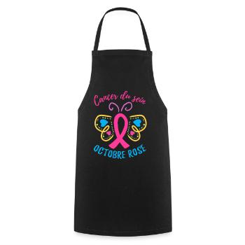 Octobre Ruban Rose Cancer du Sein Sensibilisation - Tablier de cuisine - noir - Devant - AI Model Male 185 dark (185cm)