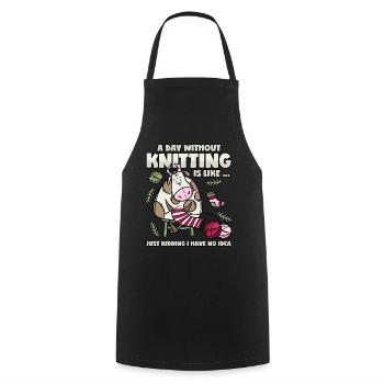 Knitting Saying Knitting Cow Urban Knitting - Cooking Apron - black - Front - AI Model Male 185 dark (185cm)