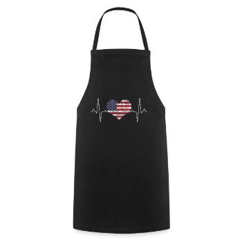 USA Amerika Herzschlag - Kochschürze - Schwarz - Vorne - AI Model Male 185 dark (185cm)