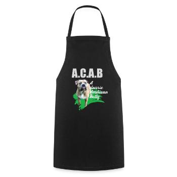 A classic American Bully without docked ears ACAB - Cooking Apron - black - Front - AI Model Male 185 dark (185cm)