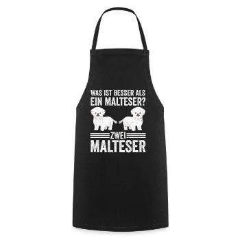 Zwei Malteser Hund Malteser - Kochschürze - Schwarz - Vorne - AI Model Male 185 dark (185cm)