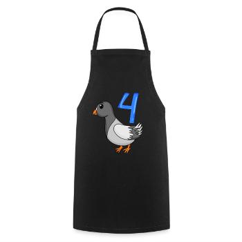 4 Jahre alt - 4. Geburtstag - Taube Vogel Motiv - Kochschürze - Schwarz - Vorne - AI Model Male 185 dark (185cm)