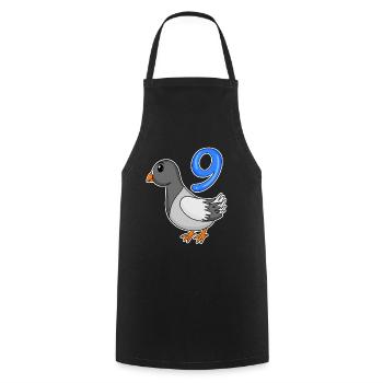 9 Jahre alt - 9. Geburtstag - Taube Vogel Motiv - Kochschürze - Schwarz - Vorne - AI Model Male 185 dark (185cm)