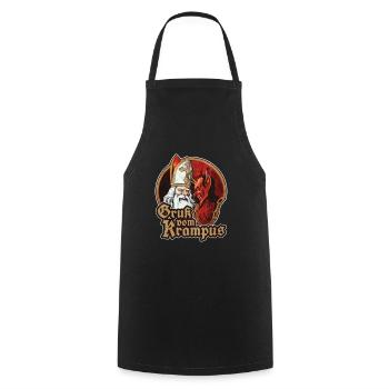GRUß VOM KRAMPUS NIKOLAUS KRAMPUSTAG GESCHENK - Kochschürze - Schwarz - Vorne - AI Model Male 185 dark (185cm)