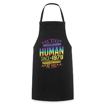 LGBTQ Colorful Rainbow Pride Anniversaire humain 1979 - Tablier de cuisine - noir - Devant - AI Model Male 185 dark (185cm)