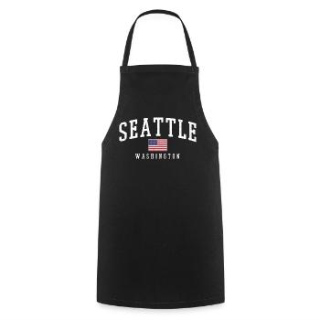 Seattle Washington - Cooking Apron - black - Front - AI Model Male 185 dark (185cm)