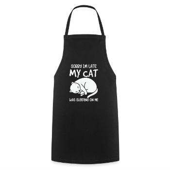 Sorry I’m Late My Cat Sleeping On Me - Cooking Apron - black - Front - AI Model Male 185 dark (185cm)