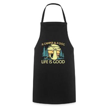 Camping A Camper And A Dog Life Is Good - Cooking Apron - black - Front - AI Model Male 185 dark (185cm)