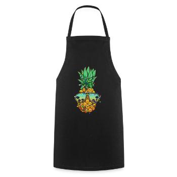 Pineapple Christmas Tree Christmas Lights Hawaii - Cooking Apron - black - Front - AI Model Male 185 dark (185cm)