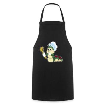 Raupe Koch Kochlöffel Kochen - Kochschürze - Schwarz - Vorne - AI Model Male 185 dark (185cm)