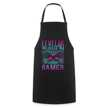 46th Birthday Level 46 Gamer Gaming Gaming - Cooking Apron - black - Front - AI Model Male 185 dark (185cm)