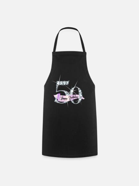 Happy Birthday 50th Birthday Gift Diamond Glamour - Cooking Apron - black