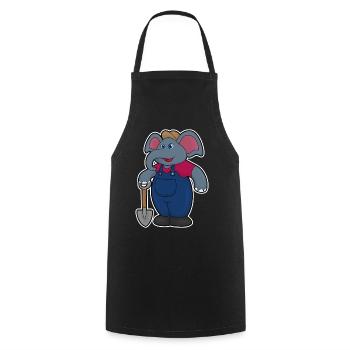 Elephant as farmer with shovel - Cooking Apron - black - Front - AI Model Male 185 dark (185cm)