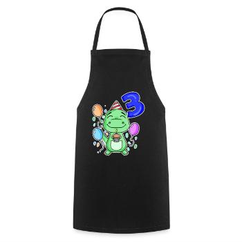 3 years old - Dinosaurs - 3rd birthday gift - Cooking Apron - black - Front - AI Model Male 185 dark (185cm)