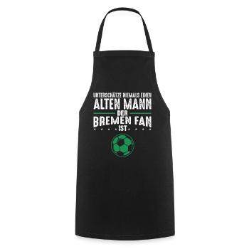 Alter Mann - Bremen Fan | Retro Vintage Fußball - Kochschürze - Schwarz - Vorne - AI Model Male 185 dark (185cm)