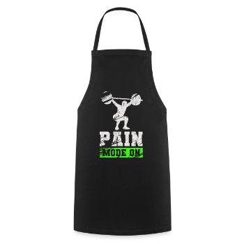 Pain Mode On Gym Bodybuilding Fitness Powerlifting - Cooking Apron - black - Front - AI Model Male 185 dark (185cm)