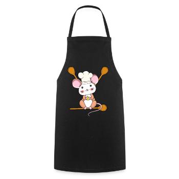 Culinary Art Mouse Cooking Spoon Kitchen Cook Cook Child - Cooking Apron - black - Front - AI Model Male 185 dark (185cm)