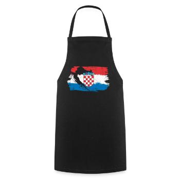 Croatian Crest Brush Flag - Cooking Apron - black - Front - AI Model Male 185 dark (185cm)