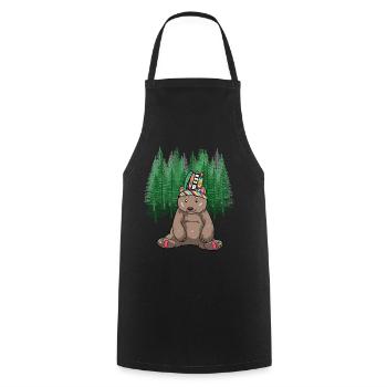 Wilder Westen Braunbär Bär Ureinwohner Kind - Kochschürze - Schwarz - Vorne - AI Model Male 185 dark (185cm)