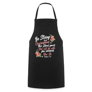 Christian Bible Verse Quote Rose - Kochschürze - Schwarz - Vorne - AI Model Male 185 dark (185cm)
