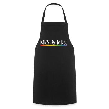 Regenbogenstreifen Mrs und Mrs weiss - Kochschürze - Schwarz - Vorne - AI Model Male 185 dark (185cm)