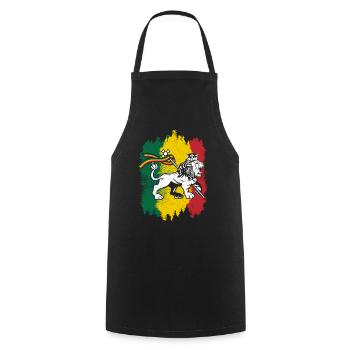 Rastafarian Reggae Flagge mit Rasta Lion Of Judah - Kochschürze - Schwarz - Vorne - AI Model Male 185 dark (185cm)