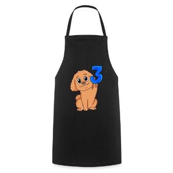3 years old - 3 birthday - poodle motif - Cooking Apron - black - Front - AI Model Male 185 dark (185cm)