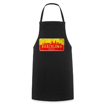 Barcelona Spanien Vintage Schild - Kochschürze - Schwarz - Vorne - AI Model Male 185 dark (185cm)